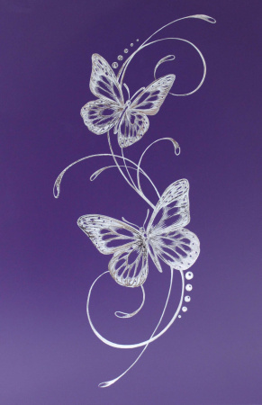 Роспись Бабочки фиолетовые